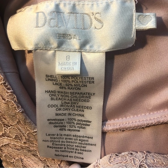 David Bridal Long Bridesmaid Dress Lace Cap Sleeve Sz 8 Dusty Pink
STYLE F19505 - Picture 7 of 7